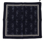 Dolce & Gabbana Blue Seahorse DG Printed Square Handkerchief Scarf - Maison Luxe