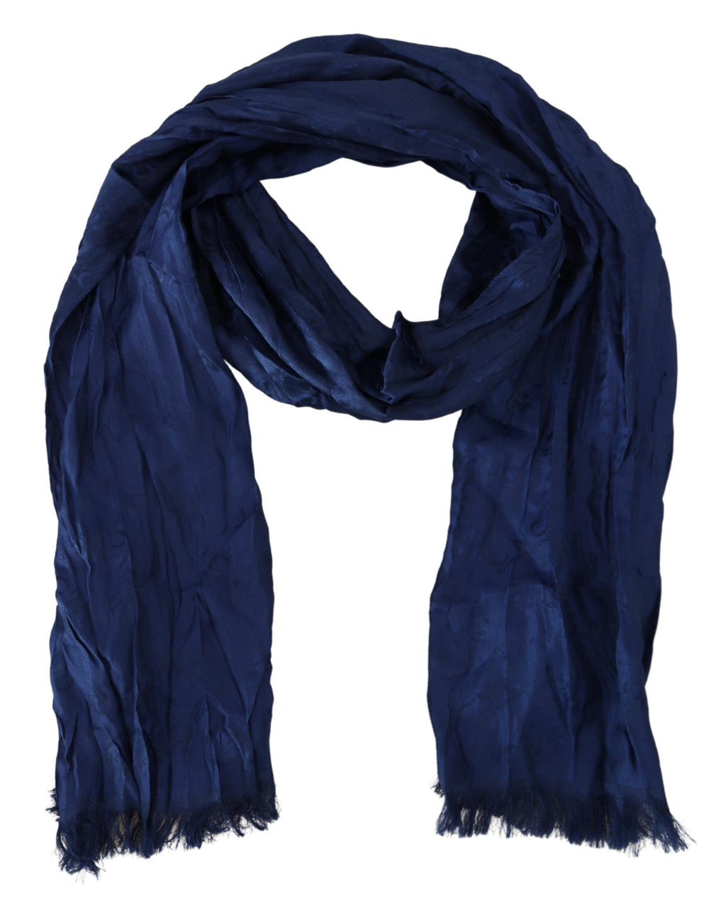 Costume National Blue Silk Shawl Foulard Fringes Scarf - Maison Luxe