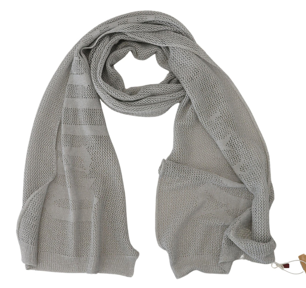John Galliano Gray Logo Knitted Neck Wrap Shawl Foulard Scarf - Maison Luxe