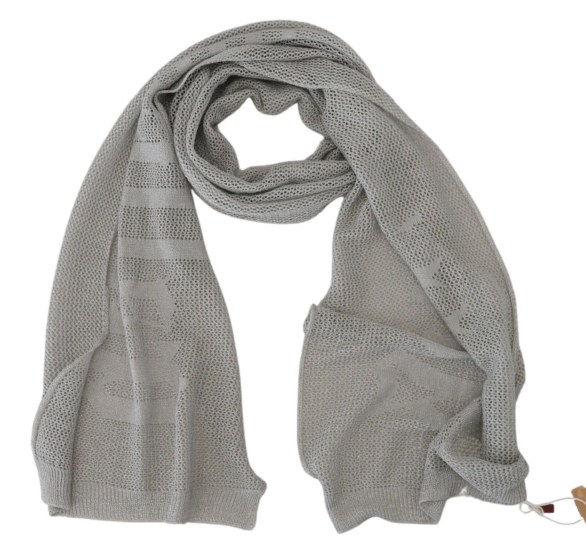 John Galliano Gray Logo Knitted Neck Wrap Shawl Foulard Scarf - Maison Luxe