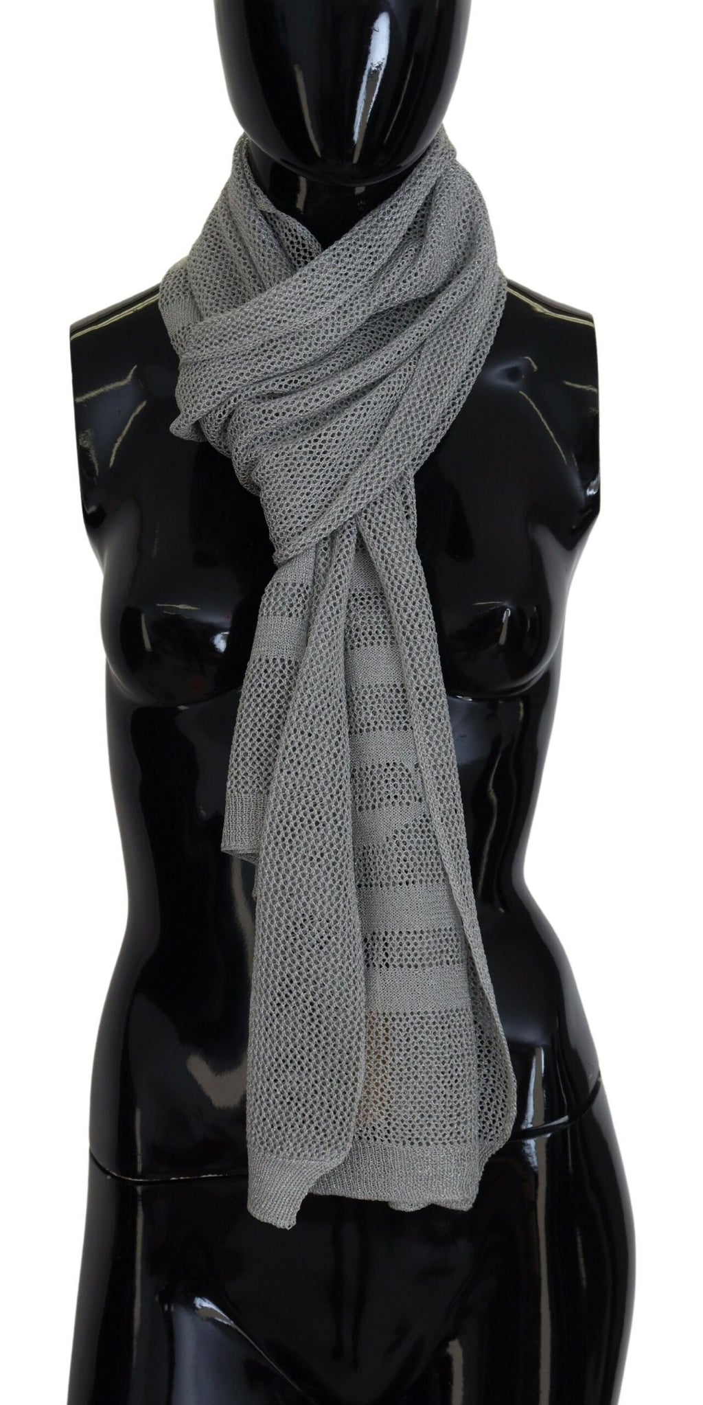 John Galliano Gray Logo Knitted Neck Wrap Shawl Foulard Scarf - Maison Luxe