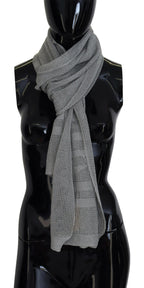 John Galliano Gray Logo Knitted Neck Wrap Shawl Foulard Scarf - Maison Luxe
