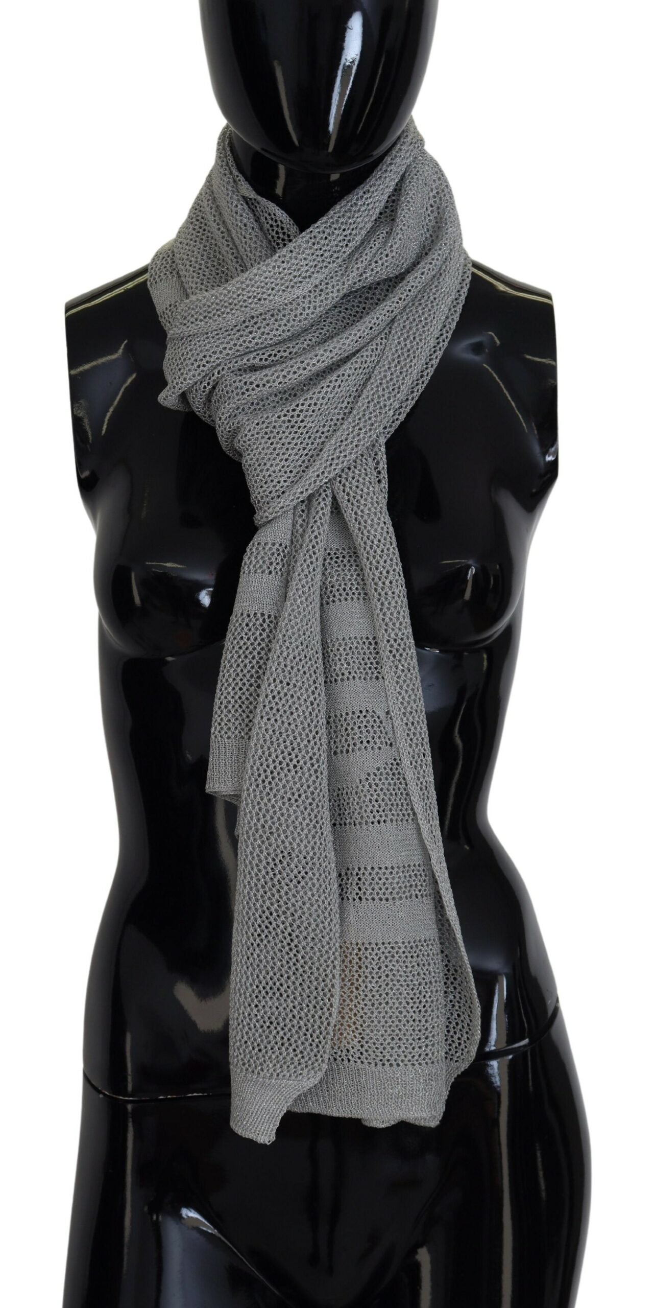 John Galliano Gray Logo Knitted Neck Wrap Shawl Foulard Scarf - Maison Luxe