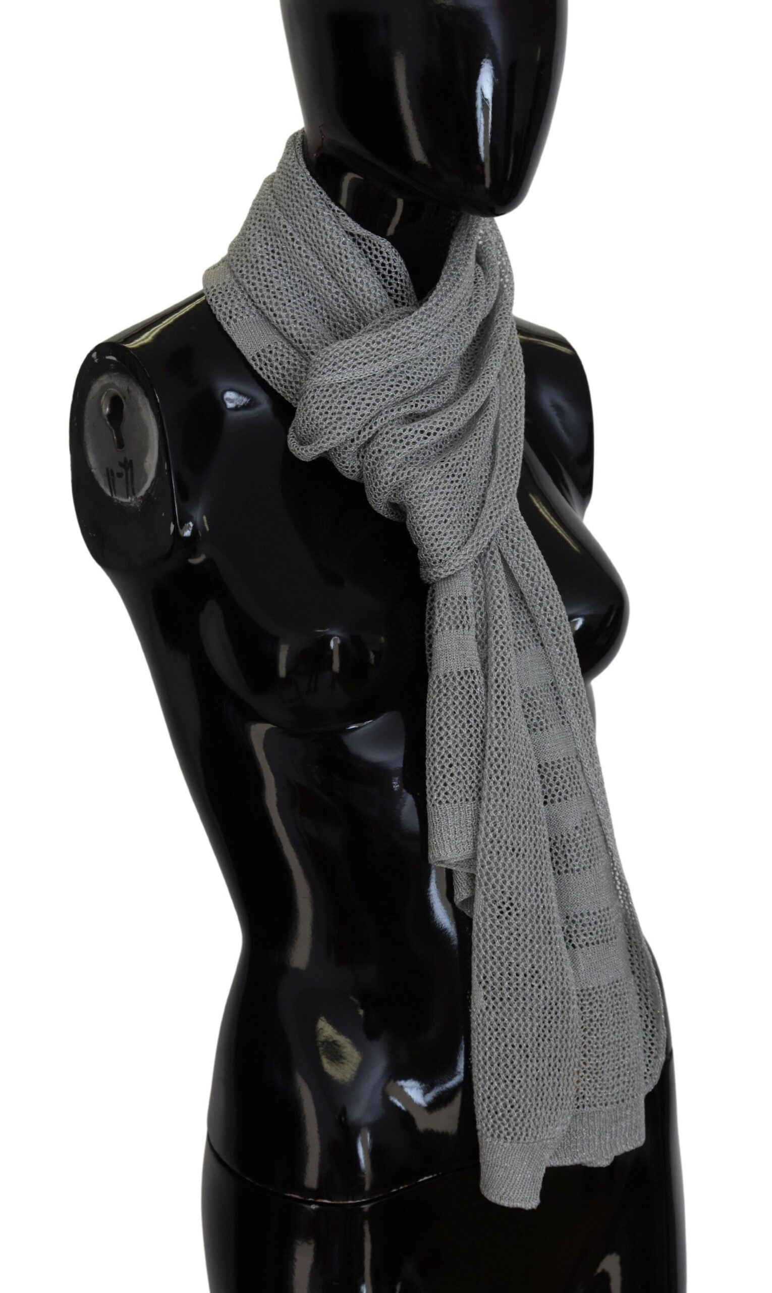 John Galliano Gray Logo Knitted Neck Wrap Shawl Foulard Scarf - Maison Luxe