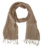 Costume National Beige Cotton Shawl Foulard Fringe Scarf - Maison Luxe
