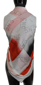 Costume National Gray Red Shawl Foulard Wrap Scarf - Maison Luxe