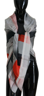 Costume National Gray Red Shawl Foulard Wrap Scarf - Maison Luxe