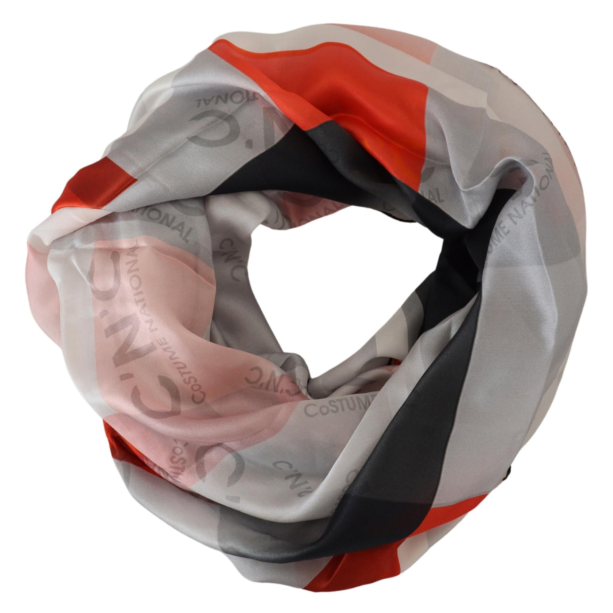 Costume National Gray Red Shawl Foulard Wrap Scarf - Maison Luxe