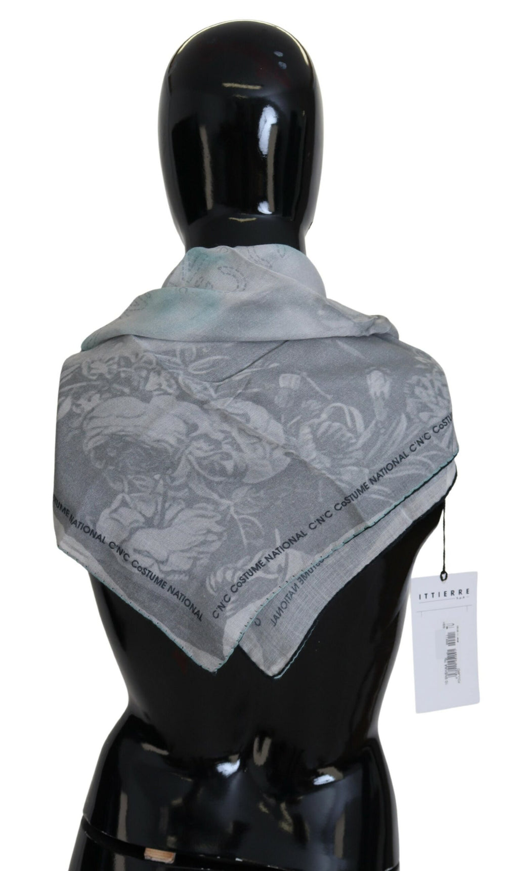 Costume National Gray Print Shawl Foulard Branded Scarf - Maison Luxe