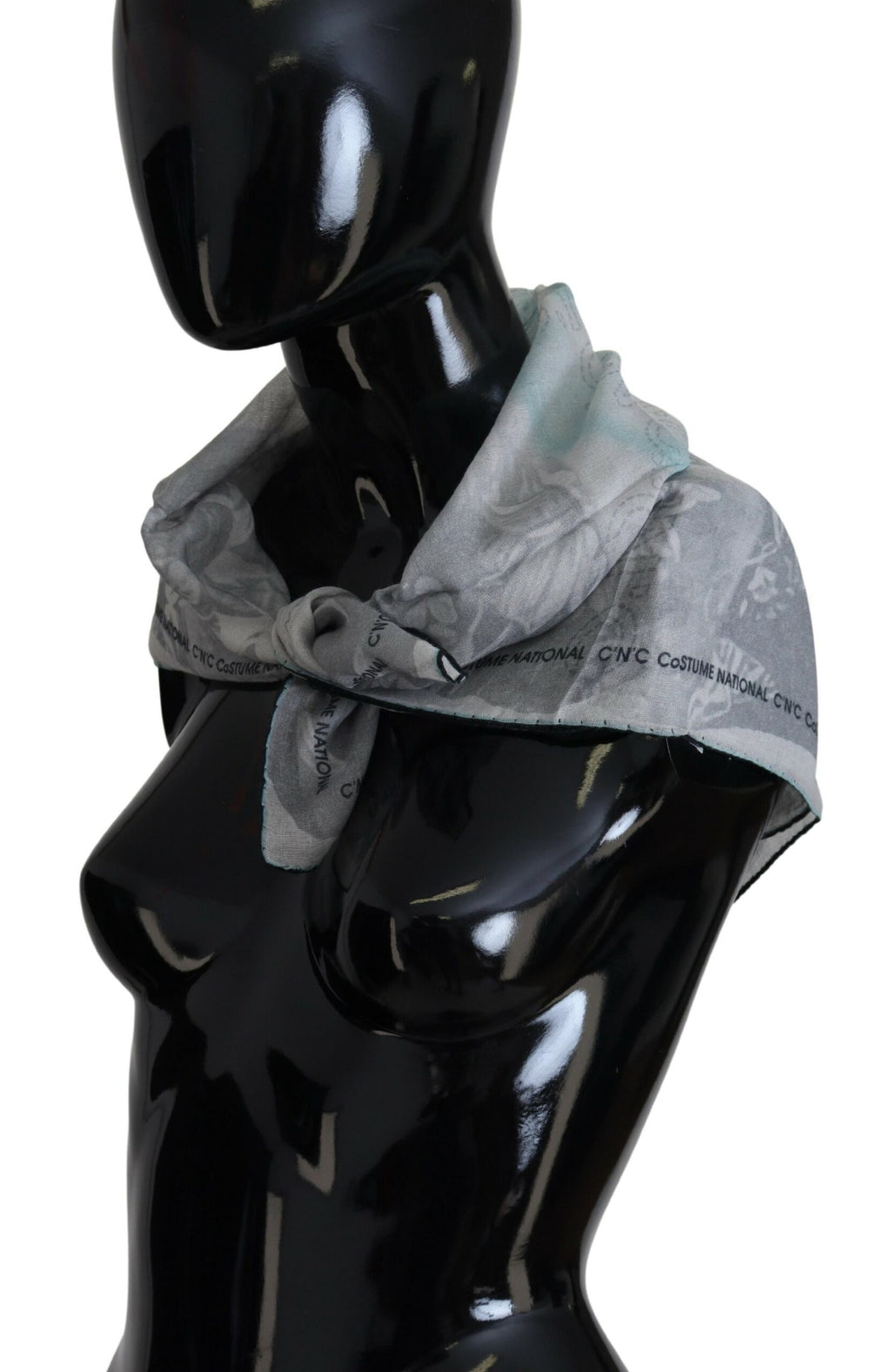 Costume National Gray Print Shawl Foulard Branded Scarf - Maison Luxe