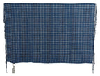 Costume National Blue Linen Shawl Foulard Fringes Scarf - Maison Luxe