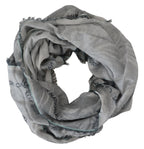 Costume National Gray Print Shawl Foulard Fringes Scarf - Maison Luxe