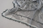 Costume National Gray Print Shawl Foulard Fringes Scarf - Maison Luxe