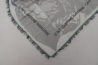 Costume National Gray Print Shawl Foulard Fringes Scarf - Maison Luxe