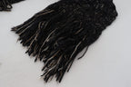 Dolce & Gabbana Black Wool Knitted Wrap Foulard Fringe Scarf - Maison Luxe