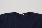 Paolo Pecora Milano Blue Cotton Crewneck Pullover Sweater