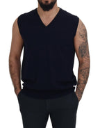 Paolo Pecora Milano Black Cotton V-neck Sleeveless Tank T-shirt