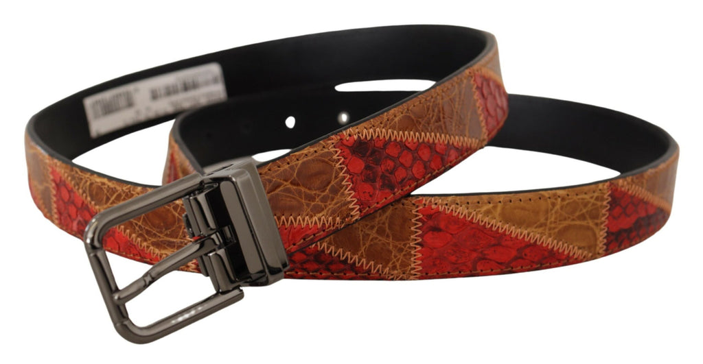 Dolce & Gabbana Multicolor Exotic Vintage Chrome Buckle Belt - Maison Luxe
