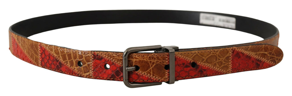 Dolce & Gabbana Multicolor Exotic Vintage Chrome Buckle Belt - Maison Luxe