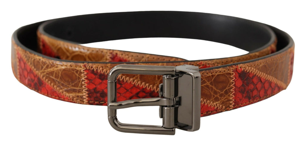 Dolce & Gabbana Multicolor Exotic Vintage Chrome Buckle Belt - Maison Luxe