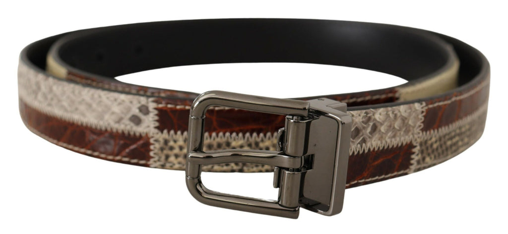 Dolce & Gabbana Multicolor Exotic Leather Patchwork Metal Belt - Maison Luxe
