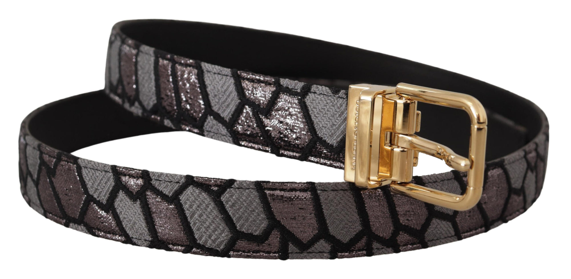 Dolce & Gabbana Multicolor Patchwork Leather Gold Jaquard Belt - Maison Luxe