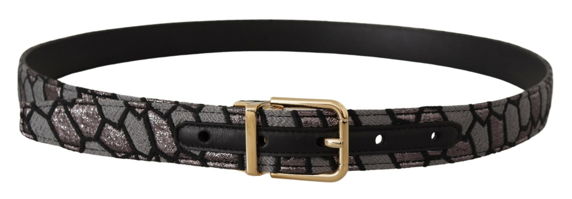 Dolce & Gabbana Multicolor Patchwork Leather Gold Jaquard Belt - Maison Luxe