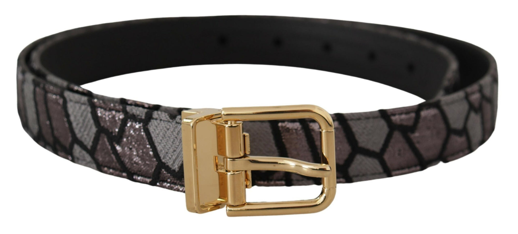 Dolce & Gabbana Multicolor Patchwork Leather Gold Jaquard Belt - Maison Luxe