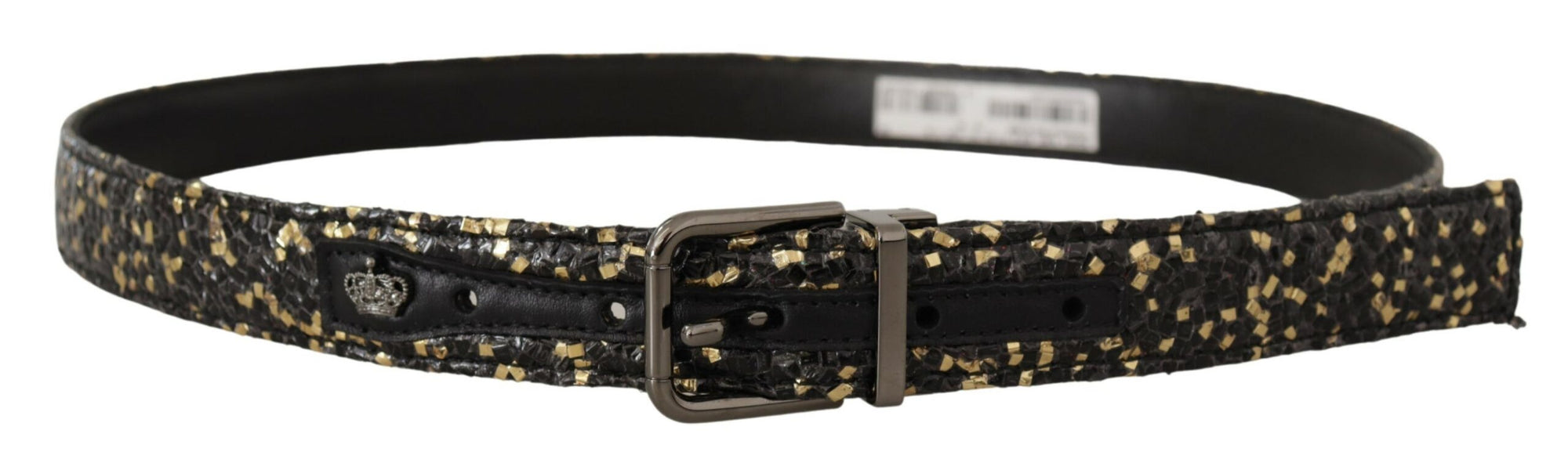 Dolce & Gabbana Gold Black Two-toned Leather Chrome Buckle Belt - Maison Luxe