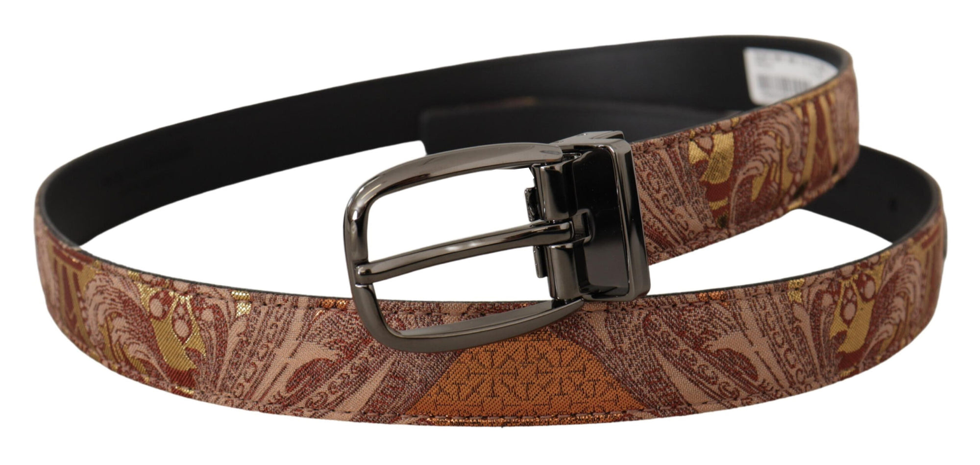 Dolce & Gabbana Multicolor Embossed Leather Black Metal Buckle Belt - Maison Luxe