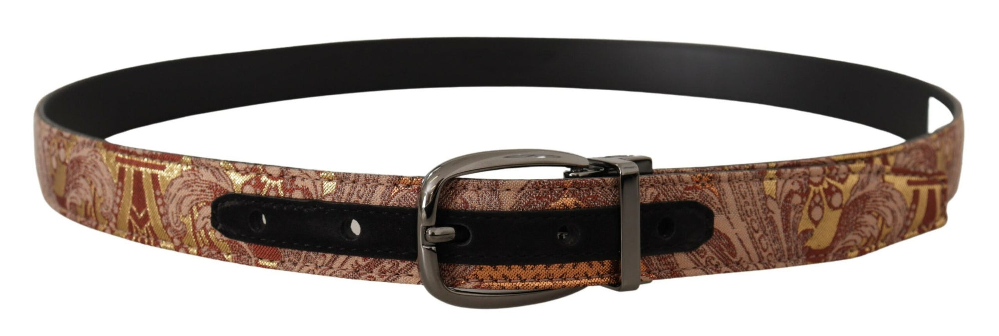 Dolce & Gabbana Multicolor Embossed Leather Black Metal Buckle Belt - Maison Luxe