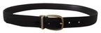 Dolce & Gabbana Black Grosgrain Leather Bronze Metal Belt - Maison Luxe