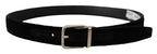 Dolce & Gabbana Black Velvet Silver Tone Metal Logo Buckle Belt - Maison Luxe
