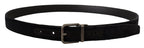 Dolce & Gabbana Black Velvet Silver Tone Logo Metal Buckle Belt