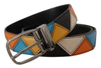 Dolce & Gabbana Multicolor Leather Silver Tone Logo Buckle Belt - Maison Luxe