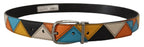 Dolce & Gabbana Multicolor Leather Silver Tone Logo Buckle Belt - Maison Luxe