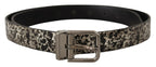 Dolce & Gabbana Black Marble Print Leather Silver Logo Buckle Belt - Maison Luxe