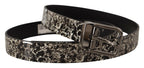 Dolce & Gabbana Black Marble Print Leather Gray Logo Belt - Maison Luxe