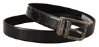 Dolce & Gabbana Black Vernice Puntinata Leather Silver Tone Metal Belt - Maison Luxe