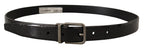 Dolce & Gabbana Black Vernice Puntinata Leather Silver Tone Metal Belt - Maison Luxe