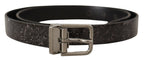 Dolce & Gabbana Black Goccia Glitter Patent Leather Buckle Vernice Belt - Maison Luxe