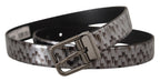Dolce & Gabbana Gray Herringbone Leather Gray 3D Metal Buckle Belt - Maison Luxe