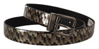 Dolce & Gabbana Brown Herringbone Leather Gray Belt - Maison Luxe