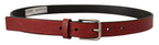 Dolce & Gabbana Maroon Vitello Leather Silver Metal Belt - Maison Luxe