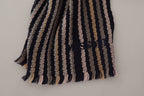 Missoni Multicolor Stripes Wool Knit Fringe Shawl Scarf - Maison Luxe
