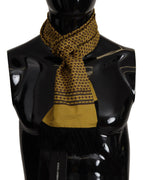 Dolce & Gabbana Yellow Patterned Silk Neck Wrap Fringe Scarf - Maison Luxe