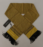 Dolce & Gabbana Yellow Patterned Silk Neck Wrap Fringe Scarf - Maison Luxe
