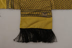Dolce & Gabbana Yellow Patterned Silk Neck Wrap Fringe Scarf - Maison Luxe