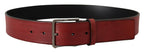 Dolce & Gabbana Maroon Vitello Silver Metal Logo Buckle Belt - Maison Luxe