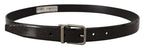 Dolce & Gabbana Black Leather Vernice Metal Buckle Belt - Maison Luxe
